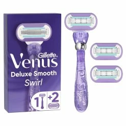 Bon marché 🔥 Gillette Venus Rasoir Pour Femmes Deluxe Smooth Swirl Avec 3 Lames De Rasoir - Rasoir Manuel 🤩